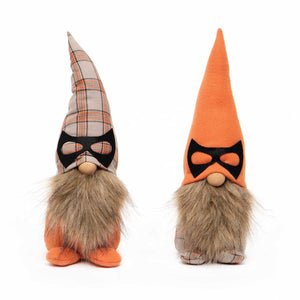 Orange Plaid Masked Gnomes Set of 2