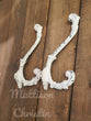 2 Distressed White Cast Iron Victorian Hooks