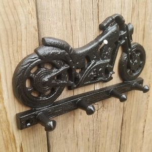 Black Motorcycle Cast Iron Hook Key Rack