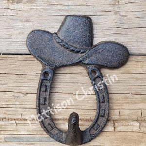 Cowboy Hat Horseshoe Cast Iron Hook