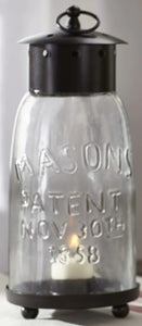Large Mason Jar Lantern With Metal Top