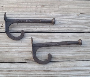 2 Cast Iron Extra Large Industrial Horse Harness Hooks