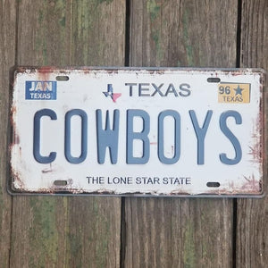 Cowboy Football Replicated License Plate Tin Sign