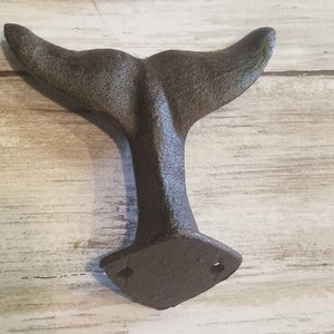 4 Whale Tale Coat Towel Hat Cast Iron Hook