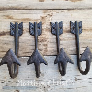 Cast Iron Arrow Hooks Set of 4