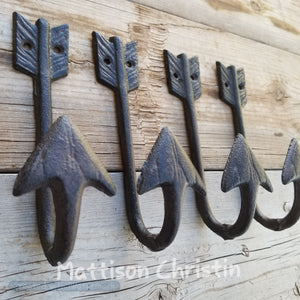 Cast Iron Arrow Hooks Set of 4