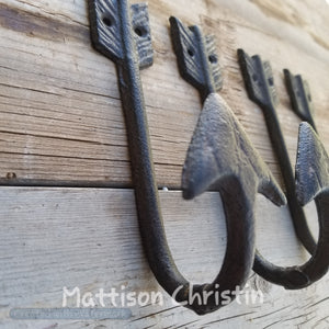 Cast Iron Arrow Hooks Set of 4