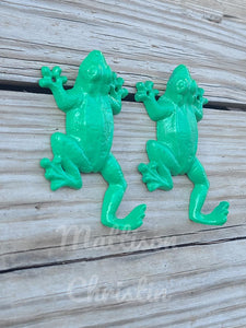 2 Green Frog Hook Towel Key Coat