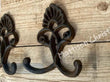 Set of 2 Crown Scroll Cast Iron Double Hook Towel Hat Coat Key Hooks