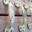 10 Cast Iron Replica Antique Distressed Linen White Pale Yellow Cabinet Handle Drawer Pull