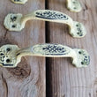 10 Cast Iron Replica Antique Distressed Linen White Pale Yellow Cabinet Handle Drawer Pull