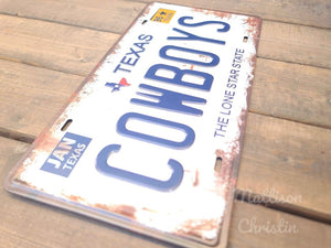 Cowboy Football Replicated License Plate Tin Sign