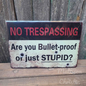 No Trespassing Warning Tin Sign