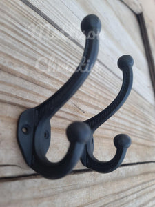 2 Black Cast Iron Coat Hat Towel Hook