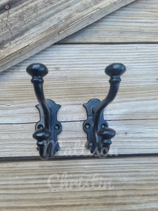 2 Black Coat Hat Towel Key Hook