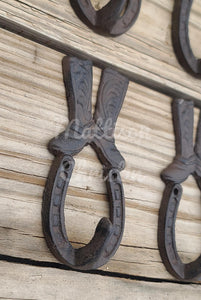 Four (4) Cowboy Boot Horseshoe Cast Iron Hook