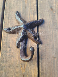 Starfish Cast Iron Nautical Beach Theme Coat Hat Towel Key Rack Hook