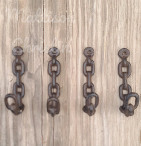 Chain Hook Cast Iron Towel Key Hat Coat Rack Set of 4