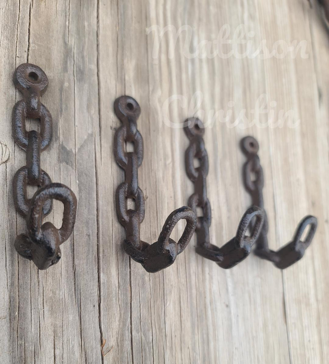 Chain Hook Cast Iron Towel Key Hat Coat Rack Set of 4