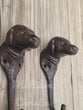 Dog Cast Iron Leash Hook Key Towel Coat Hat Rack Set of 2