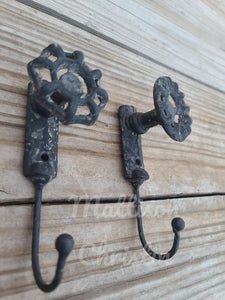 Set of 2 Faucet Knob Cast Iron Coat Hat Key Towel Hook