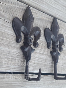 2 Fleur de Lis Cast Iron Hook