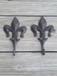 2 Fleur de Lis Cast Iron Hook