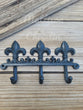 Black Fleur de Lis Cast Iron Coat Hat Key Towel Rack