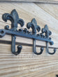 Black Fleur de Lis Cast Iron Coat Hat Key Towel Rack