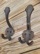 2 Cast Iron Vintage Replica Coat Hat Towel Key Hook Rack