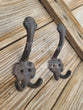 2 Cast Iron Vintage Replica Coat Hat Towel Key Hook Rack