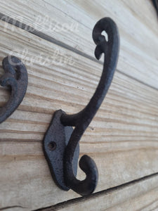 2 Cast Iron Hat Coat Towel Key Hook