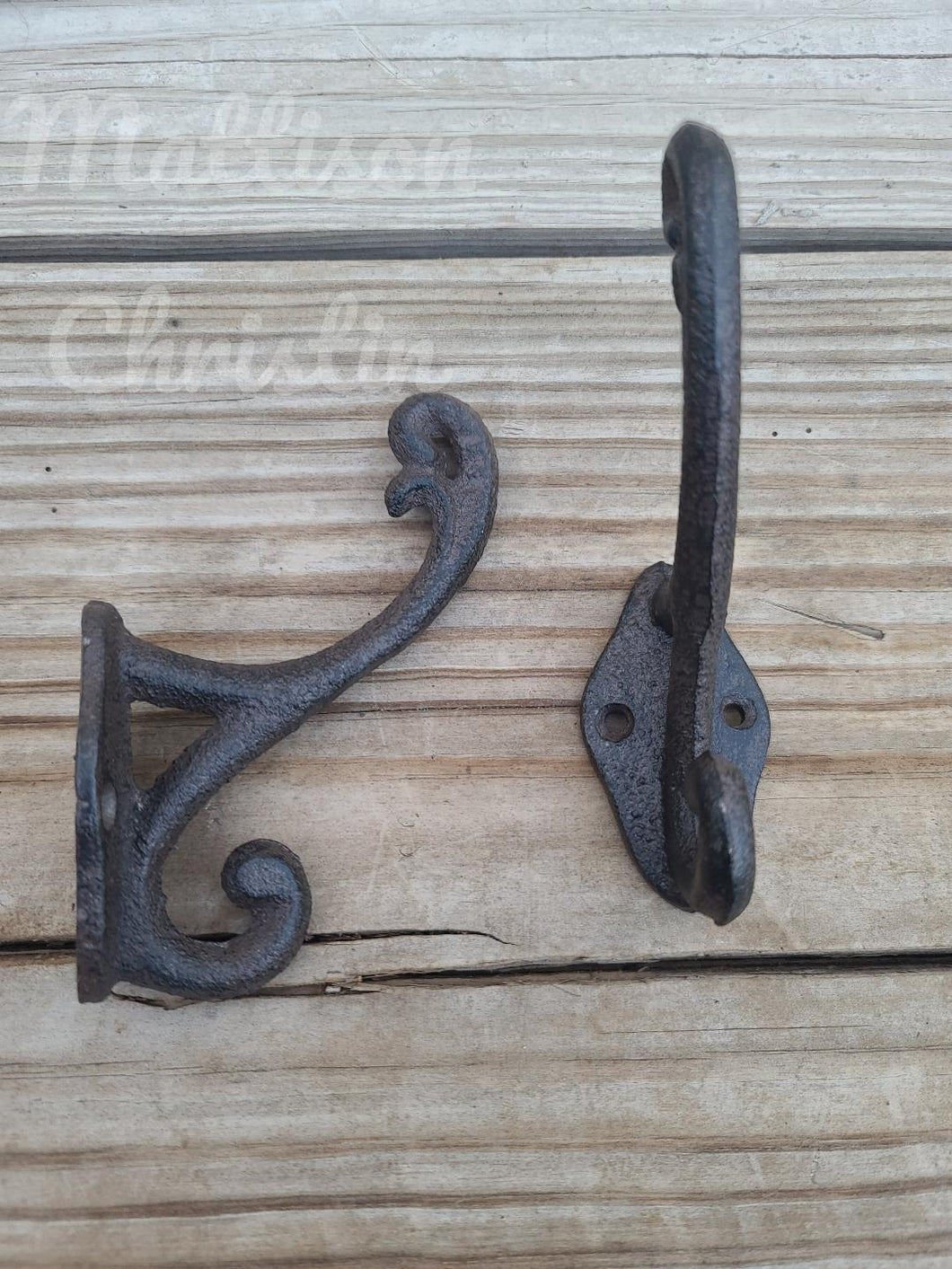 2 Cast Iron Hat Coat Towel Key Hook