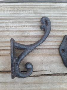 2 Cast Iron Hat Coat Towel Key Hook