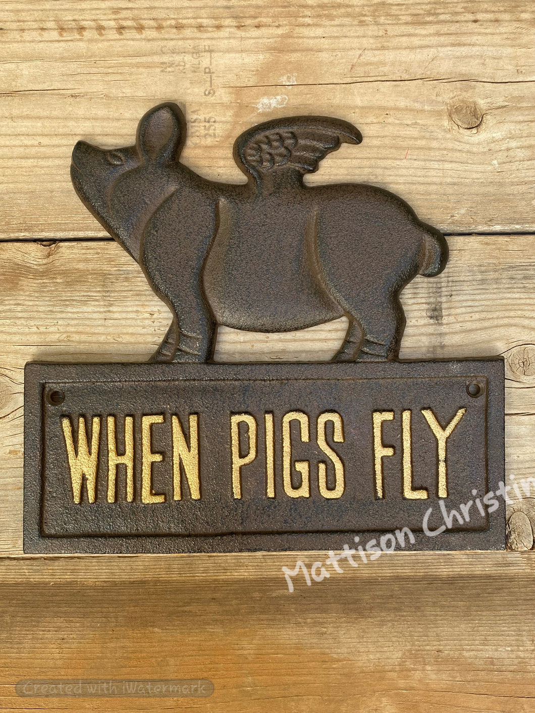 When Pigs Fly Cast Iron Wall Hanging