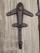 Jet Airplane Cast Iron Hook Key Towel Hat Coat Rack Set of 2