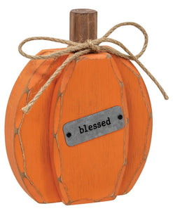 Orange Chunky Blessed Pumpkin Sitter