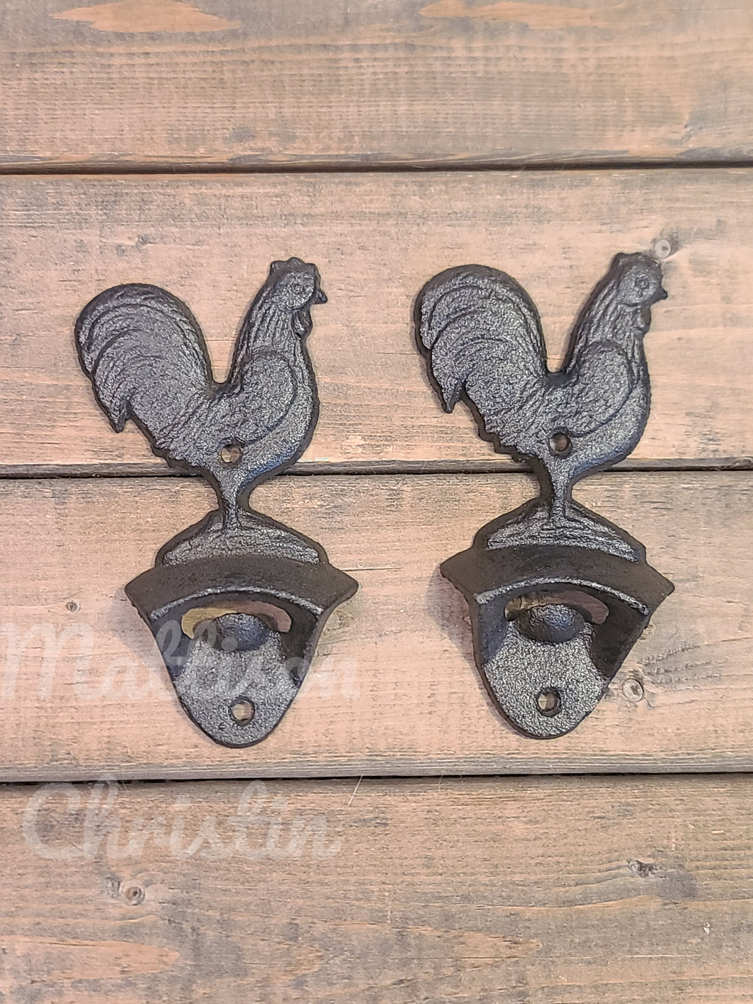 Farmhouse Rooster Cast Iron Bottle Opener Set of 2