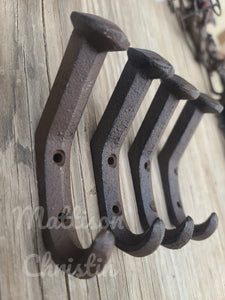 4 Railroad Spike Replicated Hat Coat Towel Key Hook