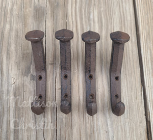 4 Railroad Spike Replicated Hat Coat Towel Key Hook