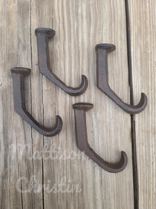 4 Railroad Spike Replicated Hat Coat Towel Key Hook