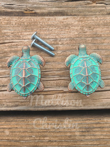 Sea Turtle Drawer Green Patina Pull Cabinet Knob