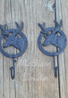 2 Cast Iron Deer Lodge Hunting Themed Coat Towel Hat Key Hook