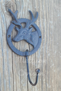 2 Cast Iron Deer Lodge Hunting Themed Coat Towel Hat Key Hook