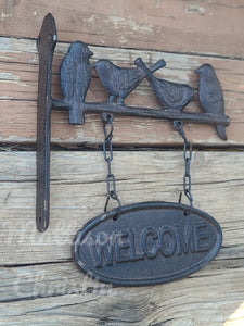 Cast Iron Bird Wall Mounted Welcome Goodbye Hanging Sign