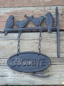 Cast Iron Bird Wall Mounted Welcome Goodbye Hanging Sign