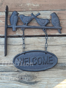 Cast Iron Bird Wall Mounted Welcome Goodbye Hanging Sign