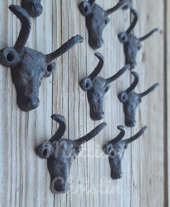 10 Longhorn Cast Iron Drawer Pull Cabinet Handle Hook