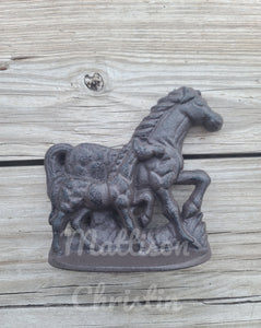 Cast Iron Western Themed Horse Doorstop