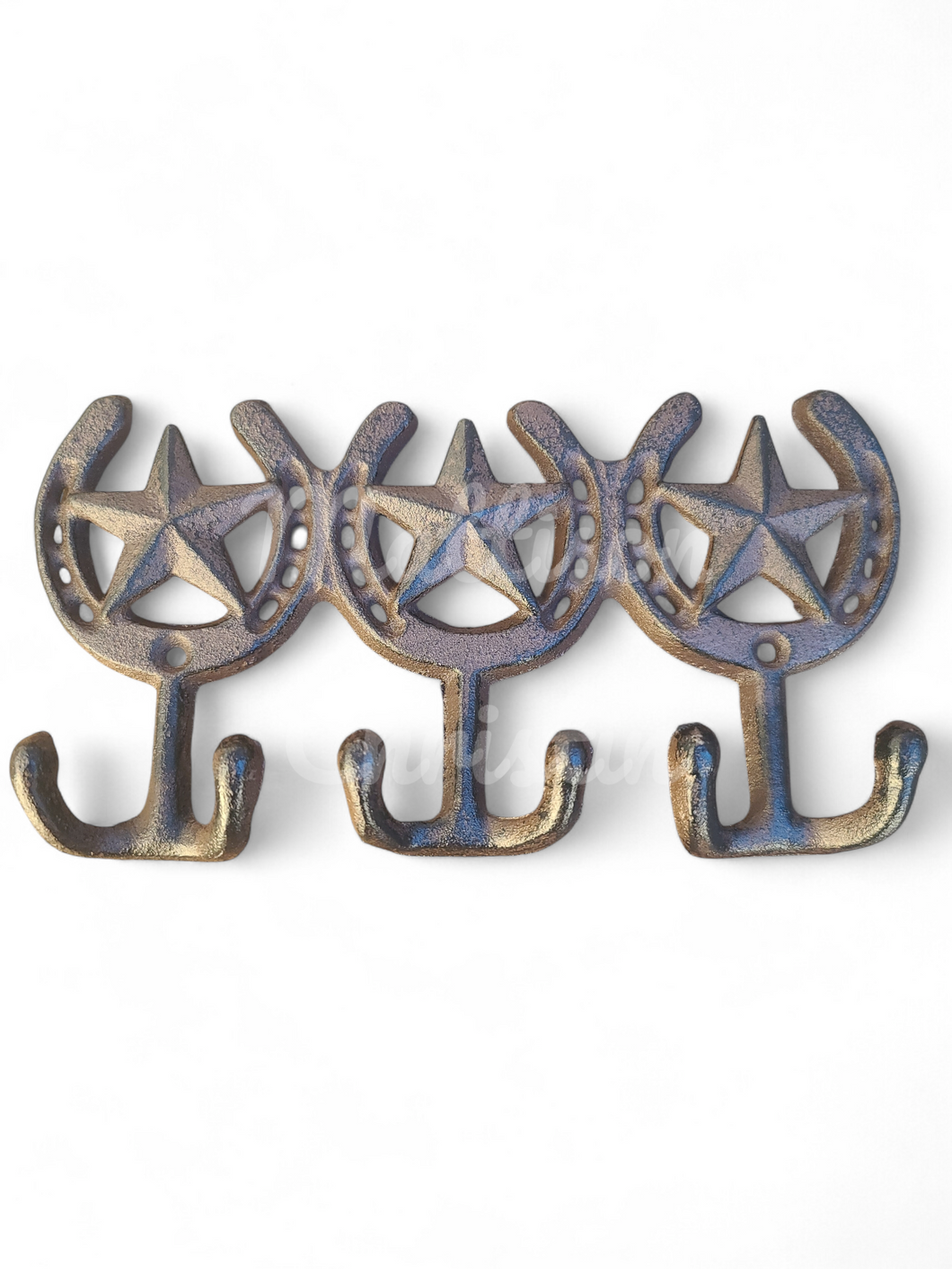 Triple Star Horseshoe Cast Iron Hook Key Rack